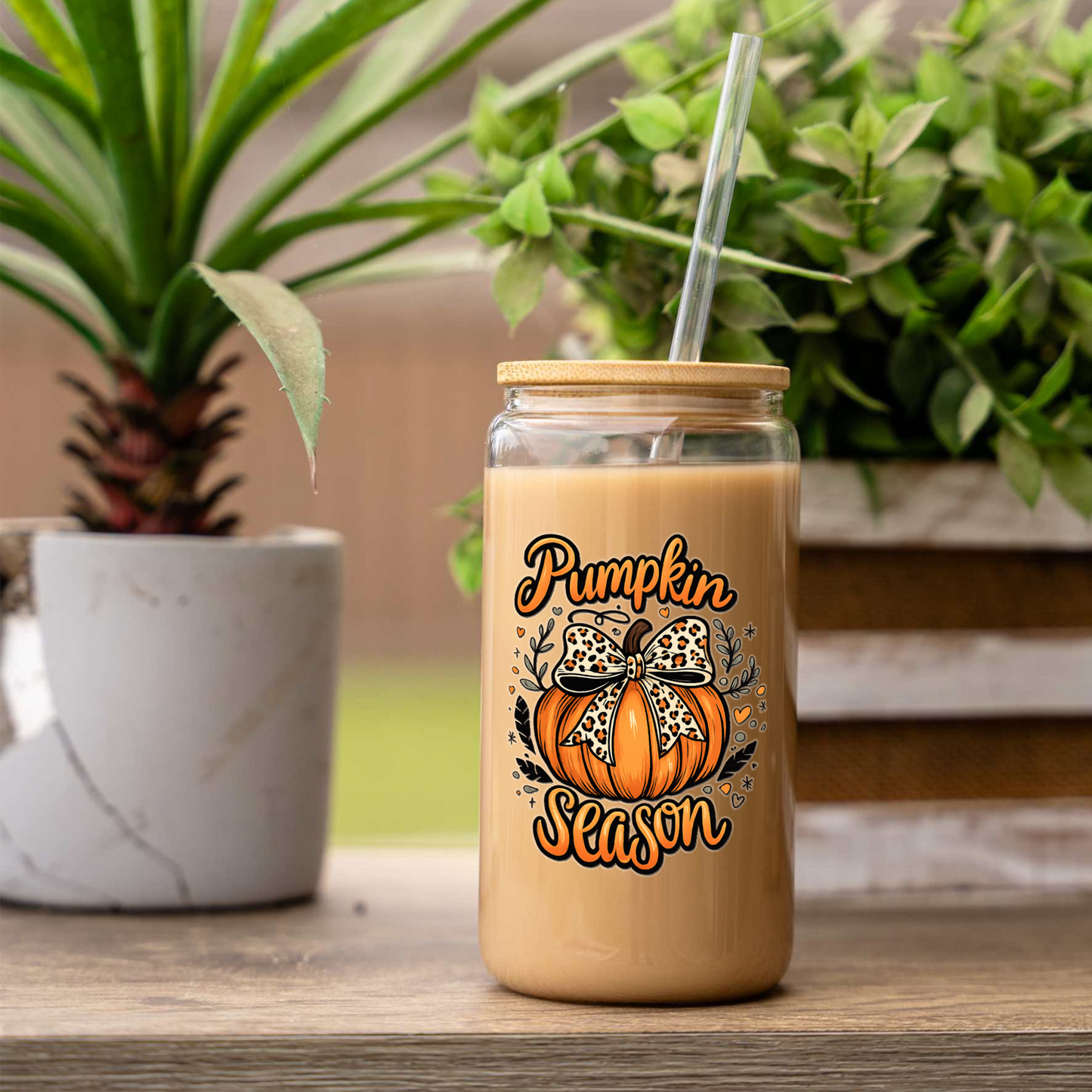 16oz Pumpkin Season Glass Coffee Can