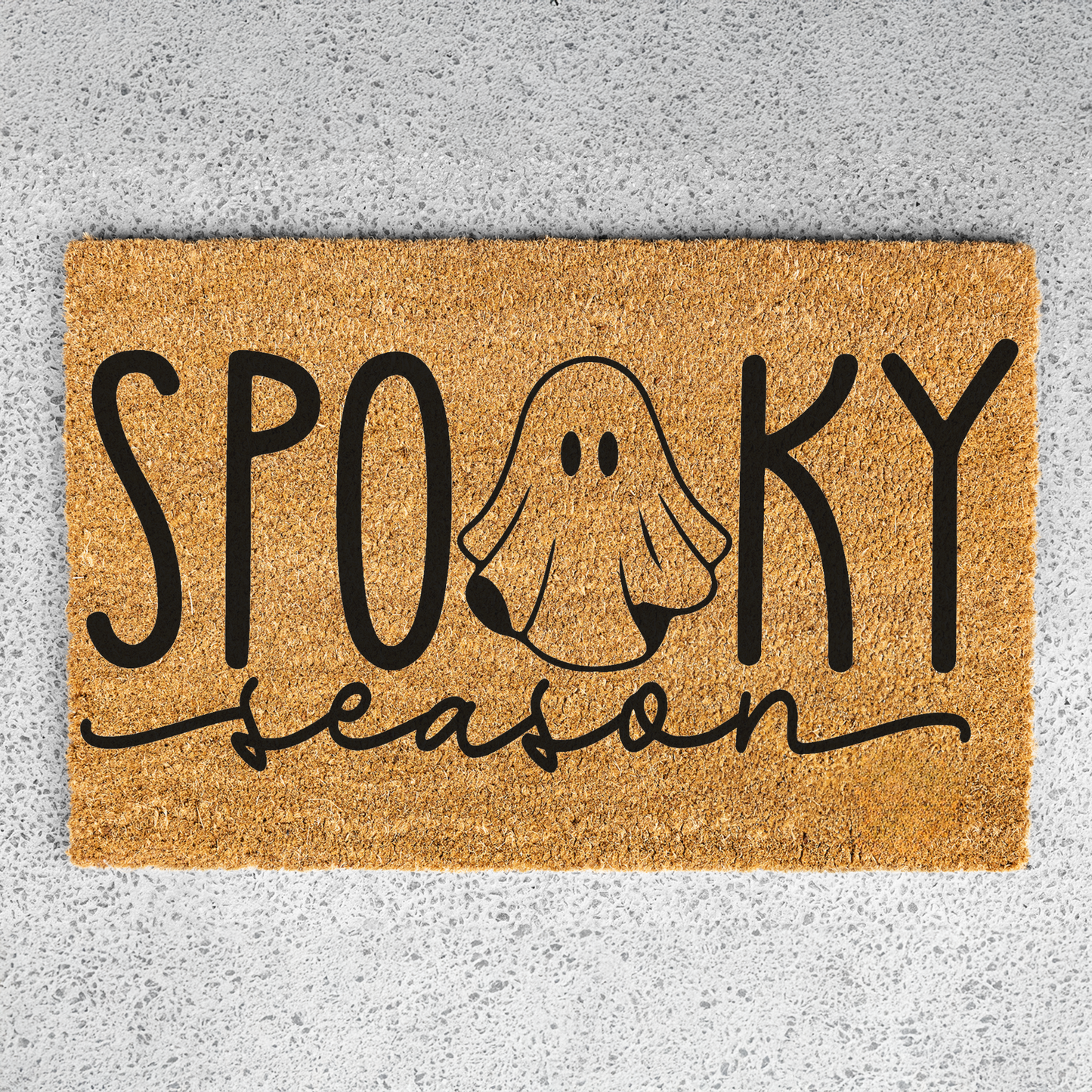 Spooky Season Halloween Doormat | Ghost Welcome Mat | Cute Halloween Front Door Decor | Fall Porch Decoration | Seasonal Entryway Rug