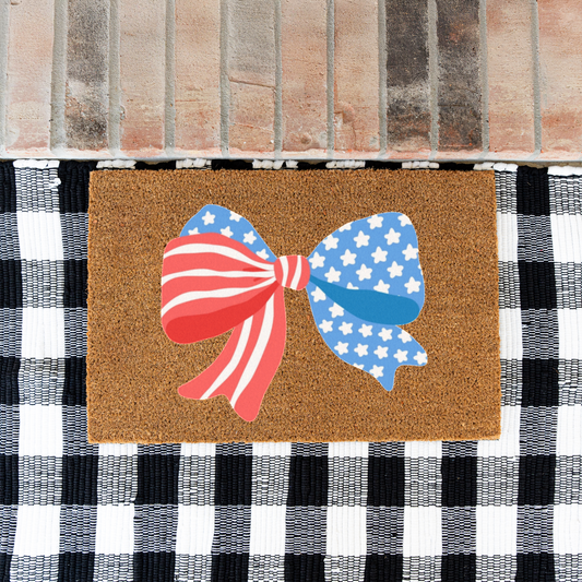 Patriotic Bow July 4th Doormat