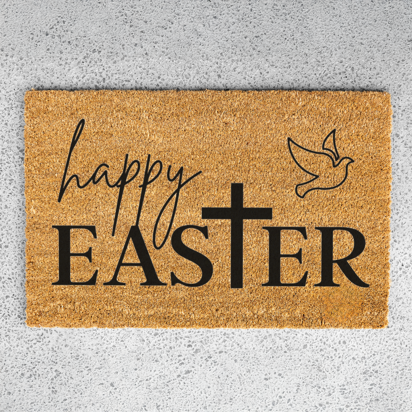 Happy Easter Dove and Cross Doormat