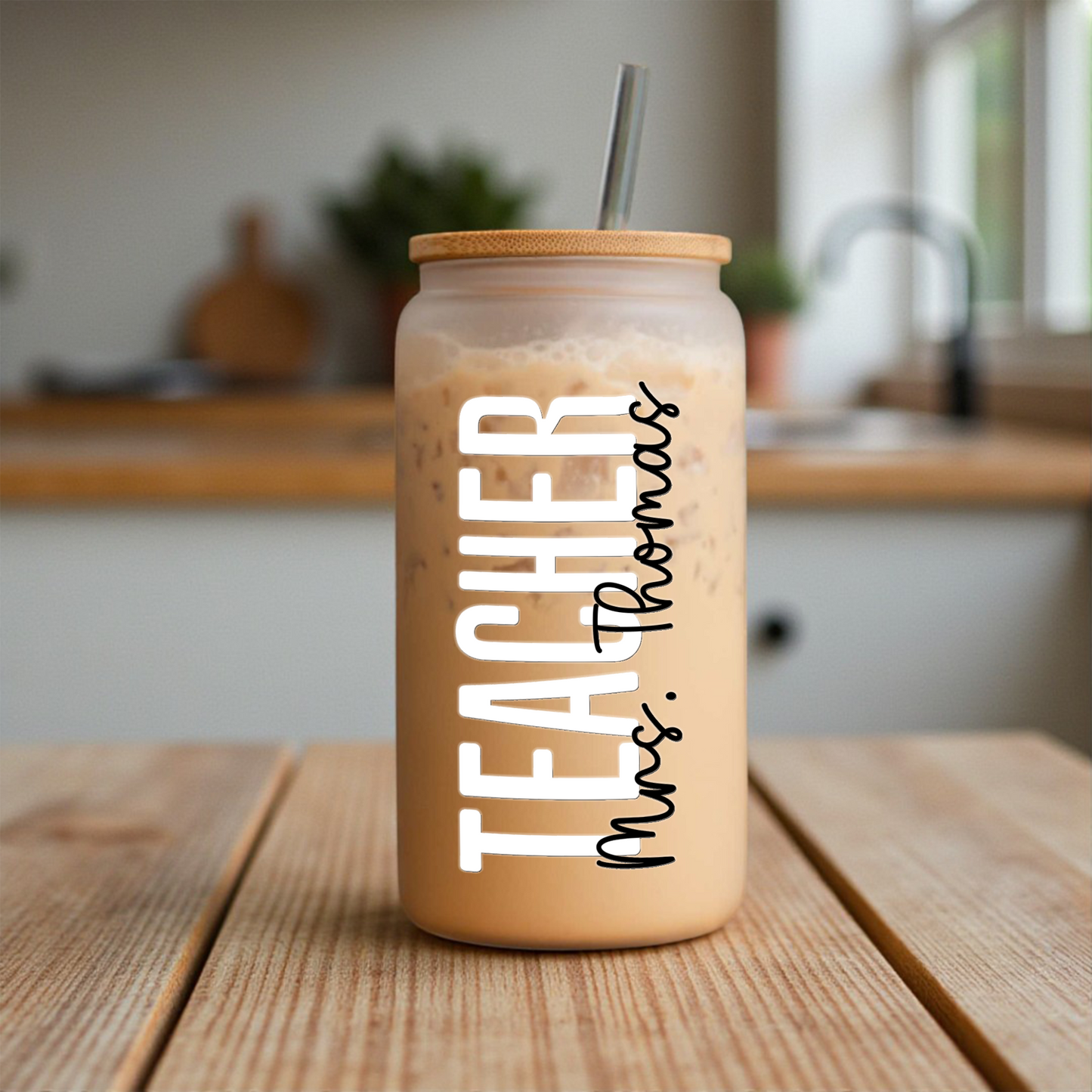 16oz Glass Coffee Can - Teacher Edition