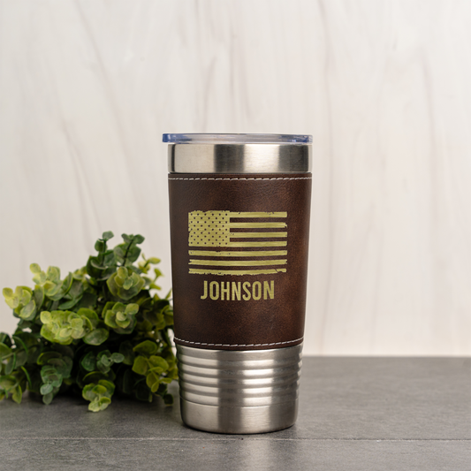 Personalized American Flag Engraved 20oz Tumbler