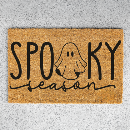 Spooky Season Halloween Doormat | Ghost Welcome Mat | Cute Halloween Front Door Decor | Fall Porch Decoration | Seasonal Entryway Rug
