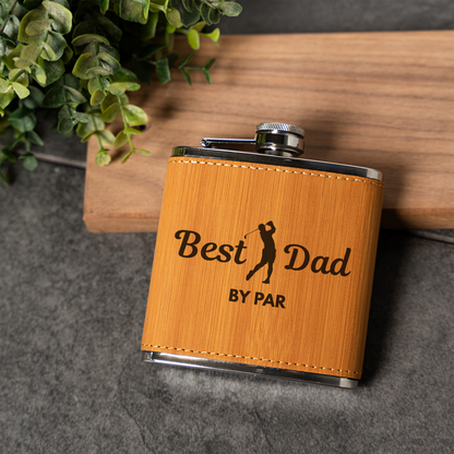 Best Dad by Par - 6oz Leather Wrapped Flask