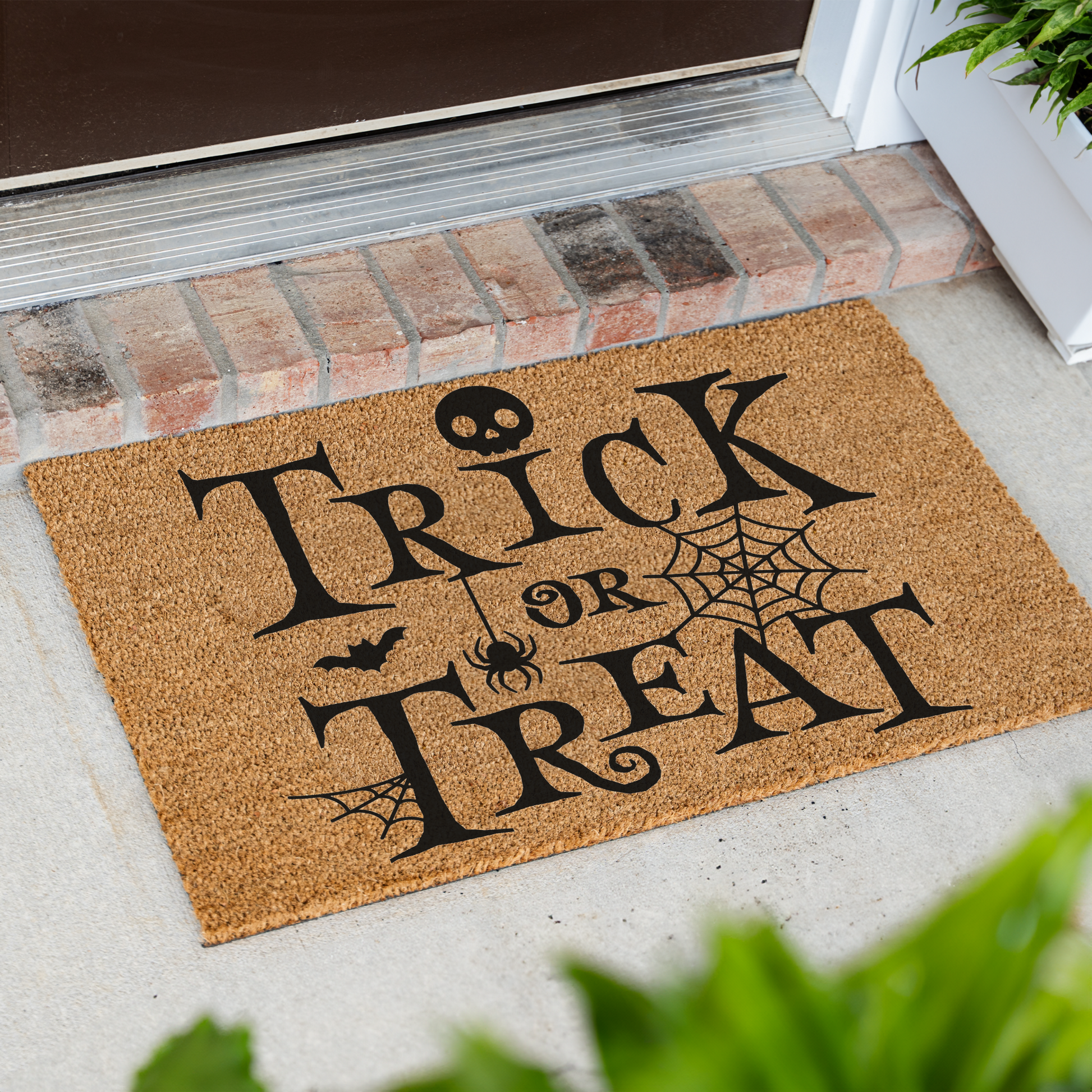 Trick or Treat Halloween Doormat | Spooky Welcome Mat | Halloween Front Door Decor | Fall Porch Decoration | Cute Halloween Entry Rug