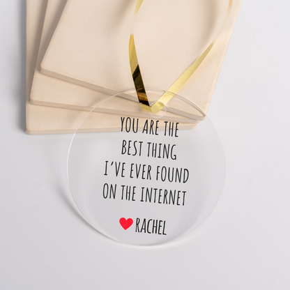 Personalized Acrylic Christmas Ornament, Unique Gift, Valentine's Day, Wedding Decor, Heart Design