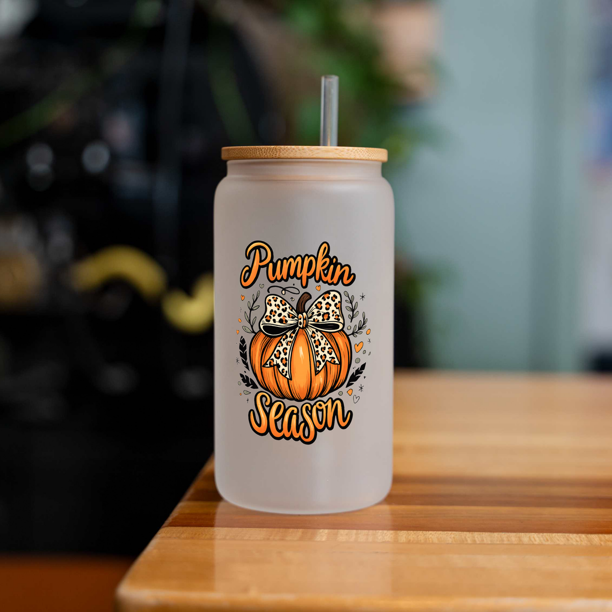 16oz Pumpkin Season Glass Coffee Can