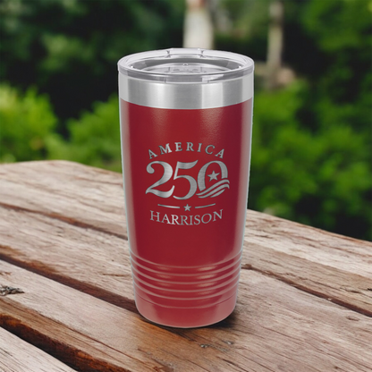 Custom America 250 20oz Stainless Steel Tumbler, Personalized Engraved America 250 4th of July Tumbler