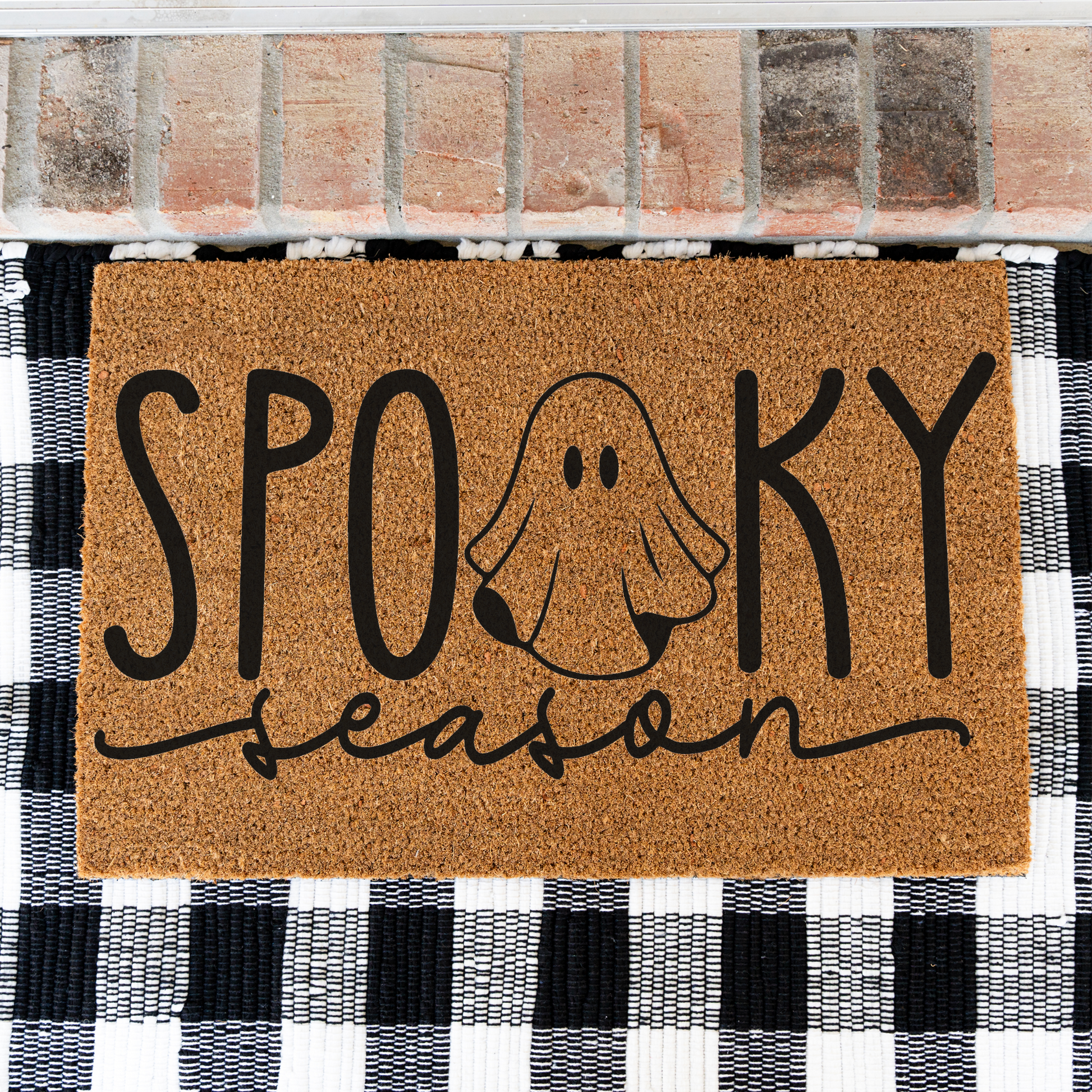 Spooky Season Halloween Doormat | Ghost Welcome Mat | Cute Halloween Front Door Decor | Fall Porch Decoration | Seasonal Entryway Rug