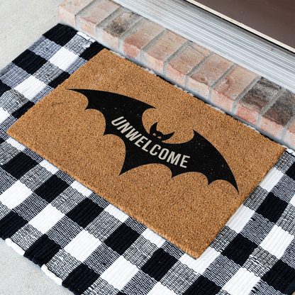 Funny Bat Doormat, Unwelcome Mat, Halloween Decor, Spooky Home Entry