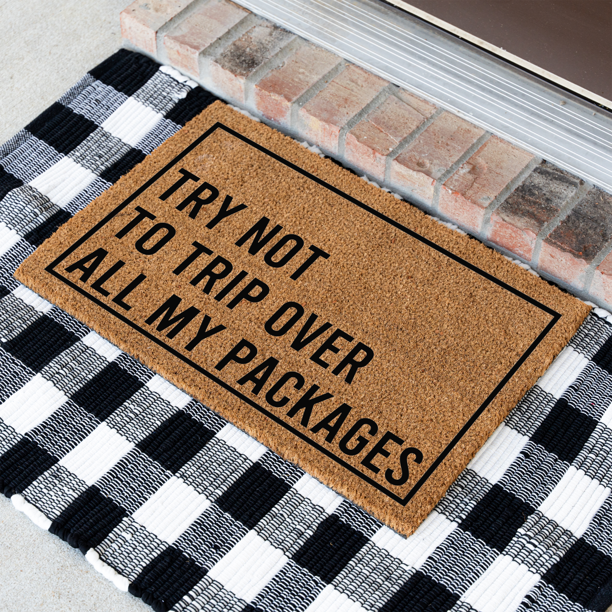Funny Doormat, Try Not to Trip Over All My Packages Welcome Mat, Package Lover Door Mat, Online Shopper Gift, Front Porch Decor