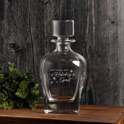 My Kind of Holiday Spirit Engraved Decanter, Christmas Gift, Whiskey Lover, Manly Present