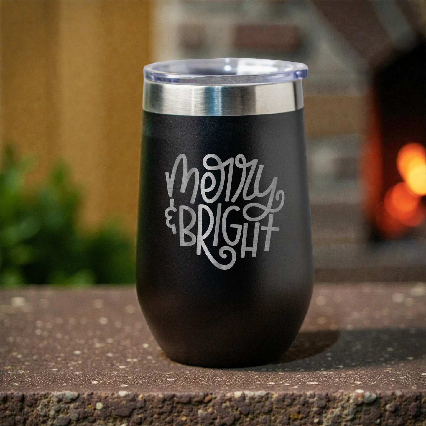 Merry & Bright - 16oz Stainless Steel Wine Tumbler