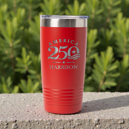 Custom America 250 20oz Stainless Steel Tumbler, Personalized Engraved America 250 4th of July Tumbler