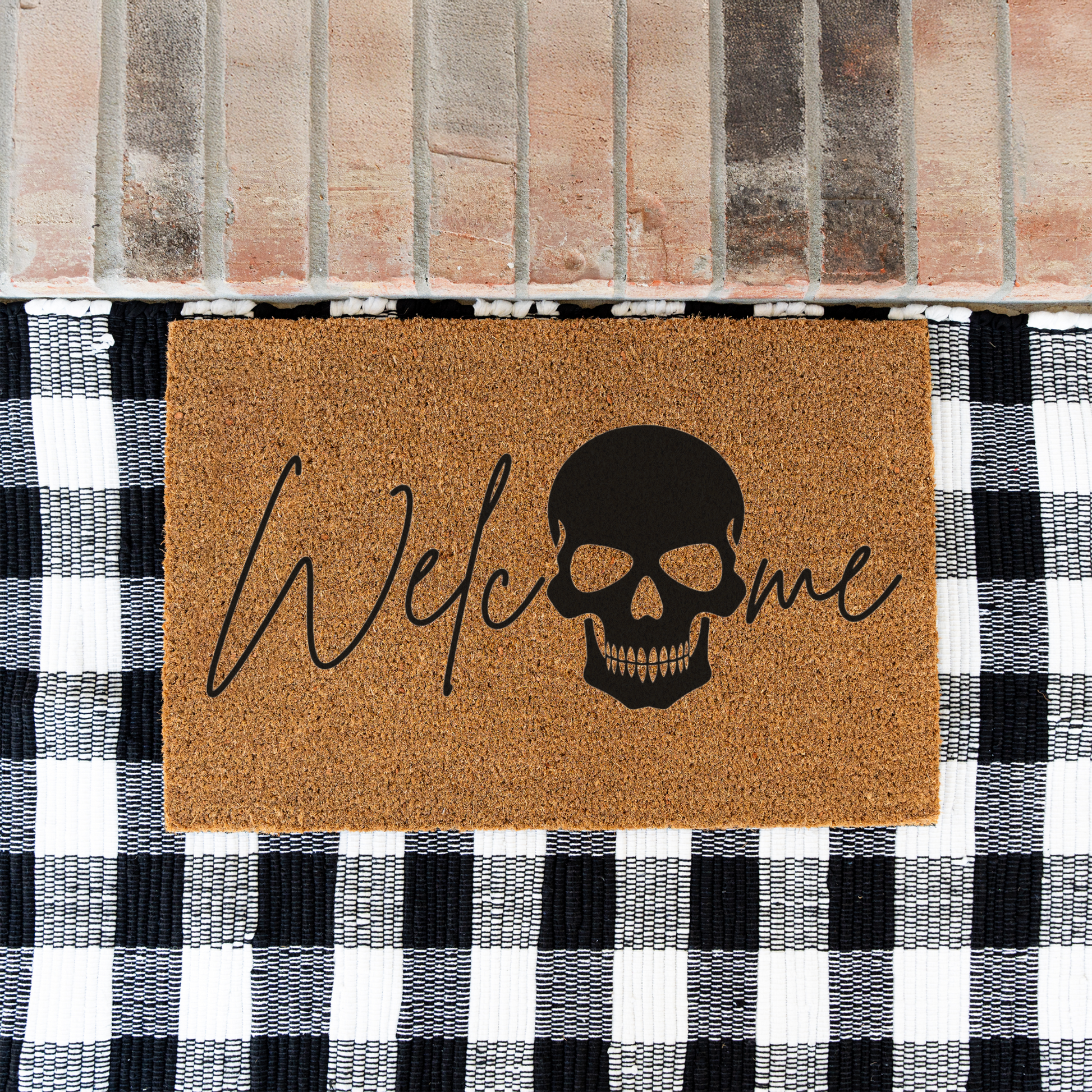 Welcome Skull Doormat | Gothic Halloween Welcome Mat | Spooky Front Door Mat | Skull Housewarming Gift | Gothic Home Decor | Fall Entry Rug