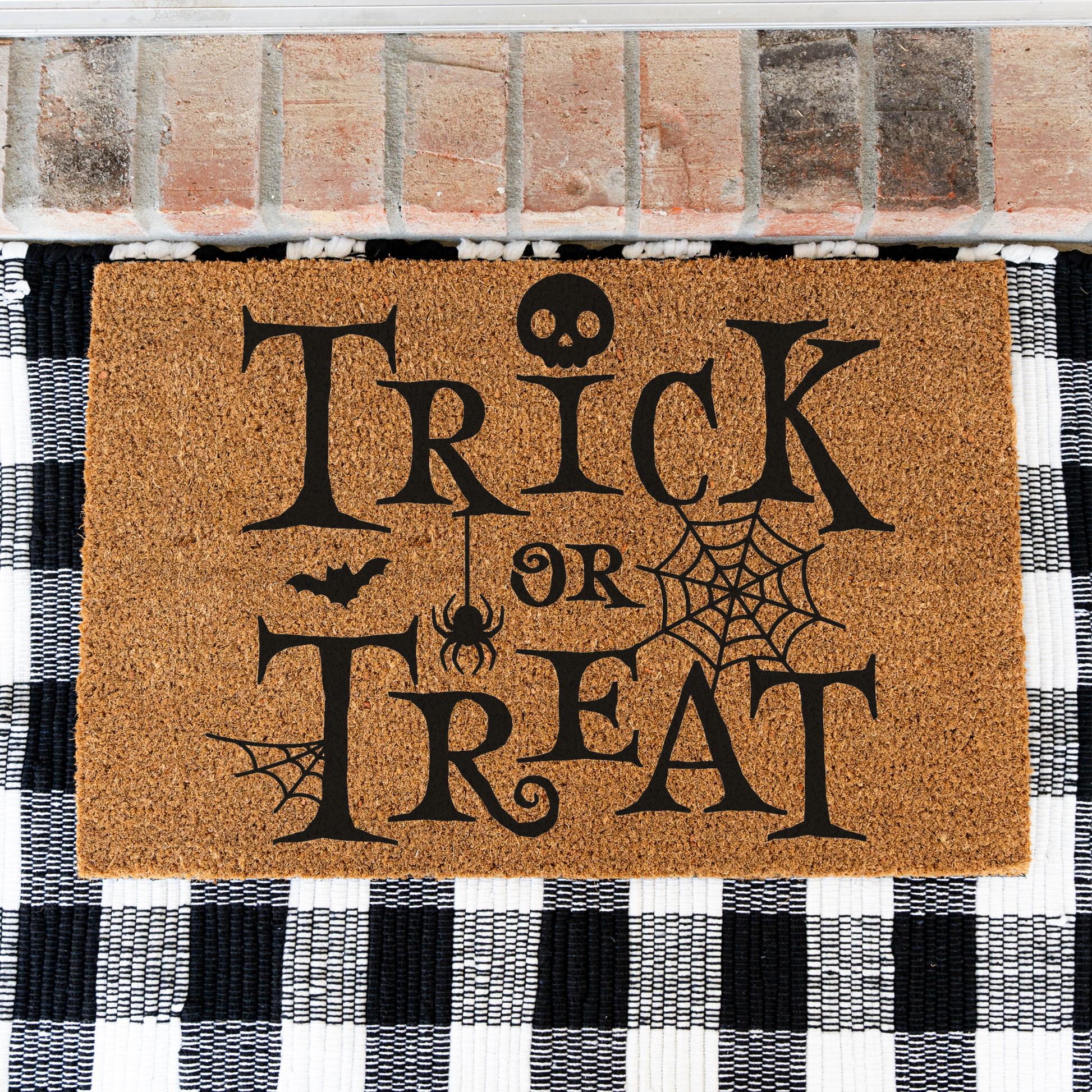 Trick or Treat Halloween Doormat | Spooky Welcome Mat | Halloween Front Door Decor | Fall Porch Decoration | Cute Halloween Entry Rug
