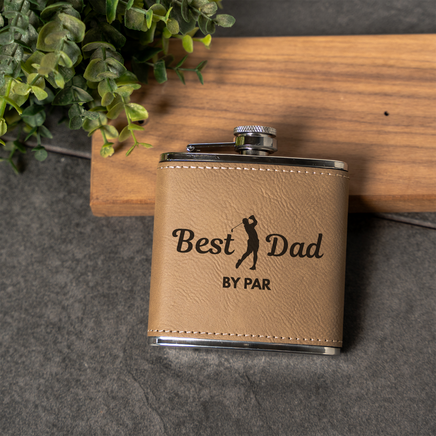 Best Dad by Par - 6oz Leather Wrapped Flask