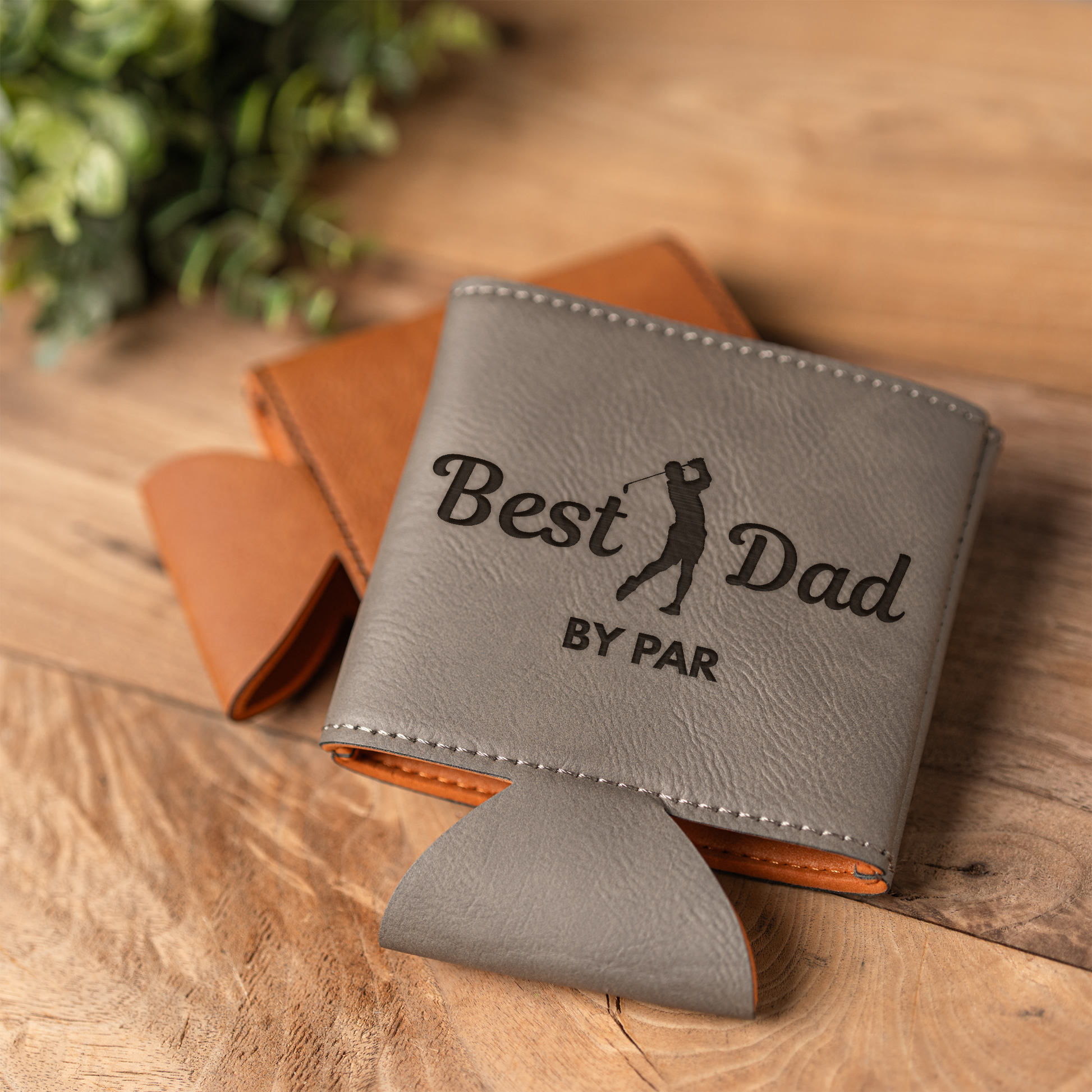 Best Dad by Par - Leather Beverage Holder