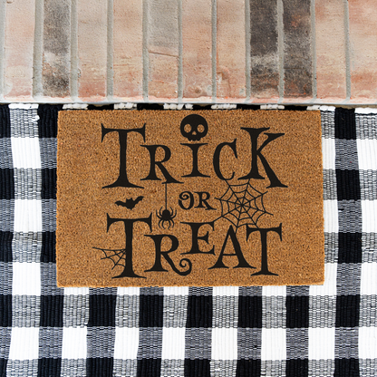 Trick or Treat Halloween Doormat | Spooky Welcome Mat | Halloween Front Door Decor | Fall Porch Decoration | Cute Halloween Entry Rug