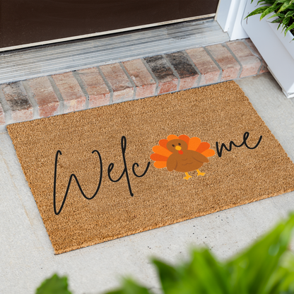 Thanksgiving Welcome Doormat, Turkey Design, Indoor Outdoor Decor