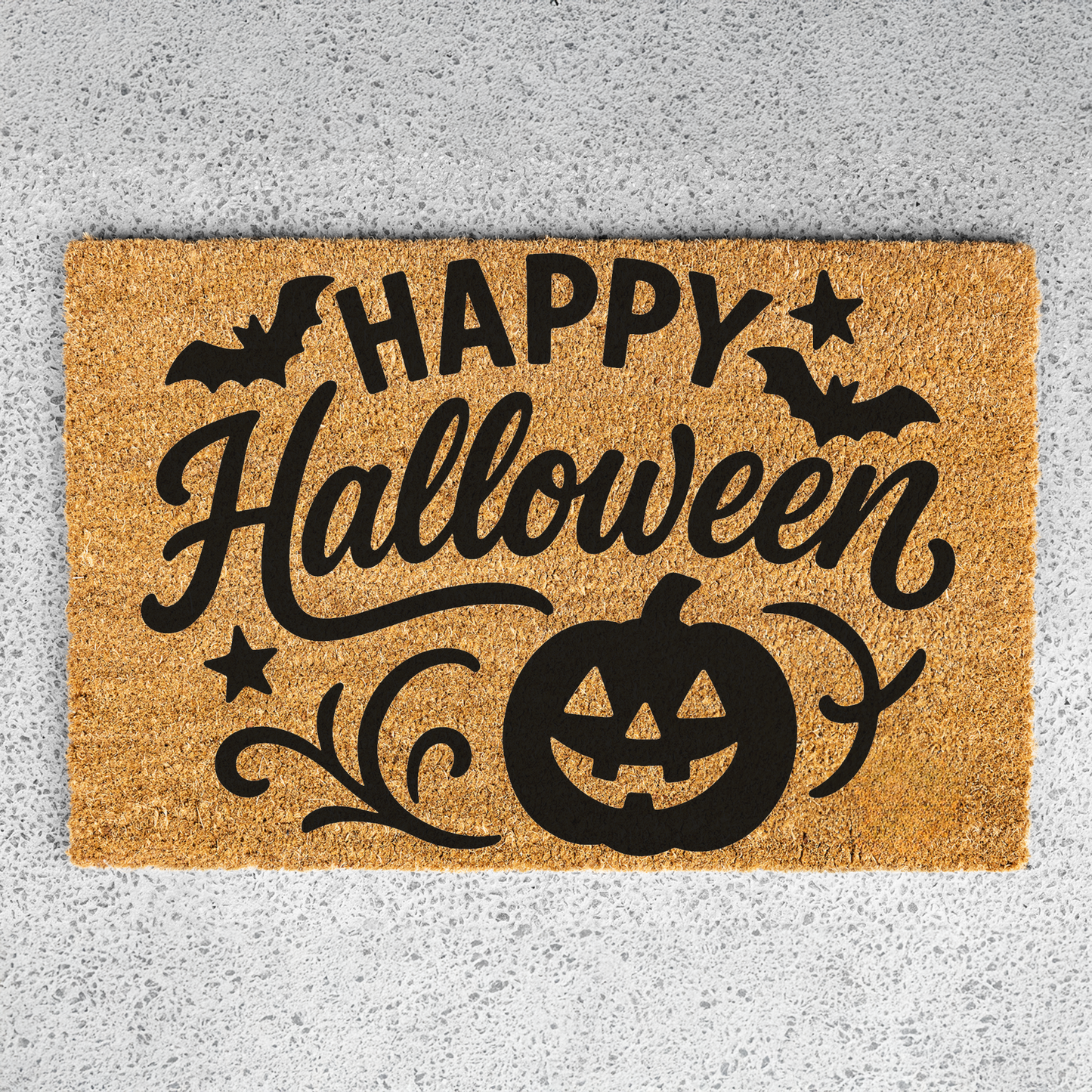 Happy Halloween Doormat | Halloween Welcome Mat | Pumpkin Front Door Decor | Spooky Fall Porch Decoration | Seasonal Entryway Rug