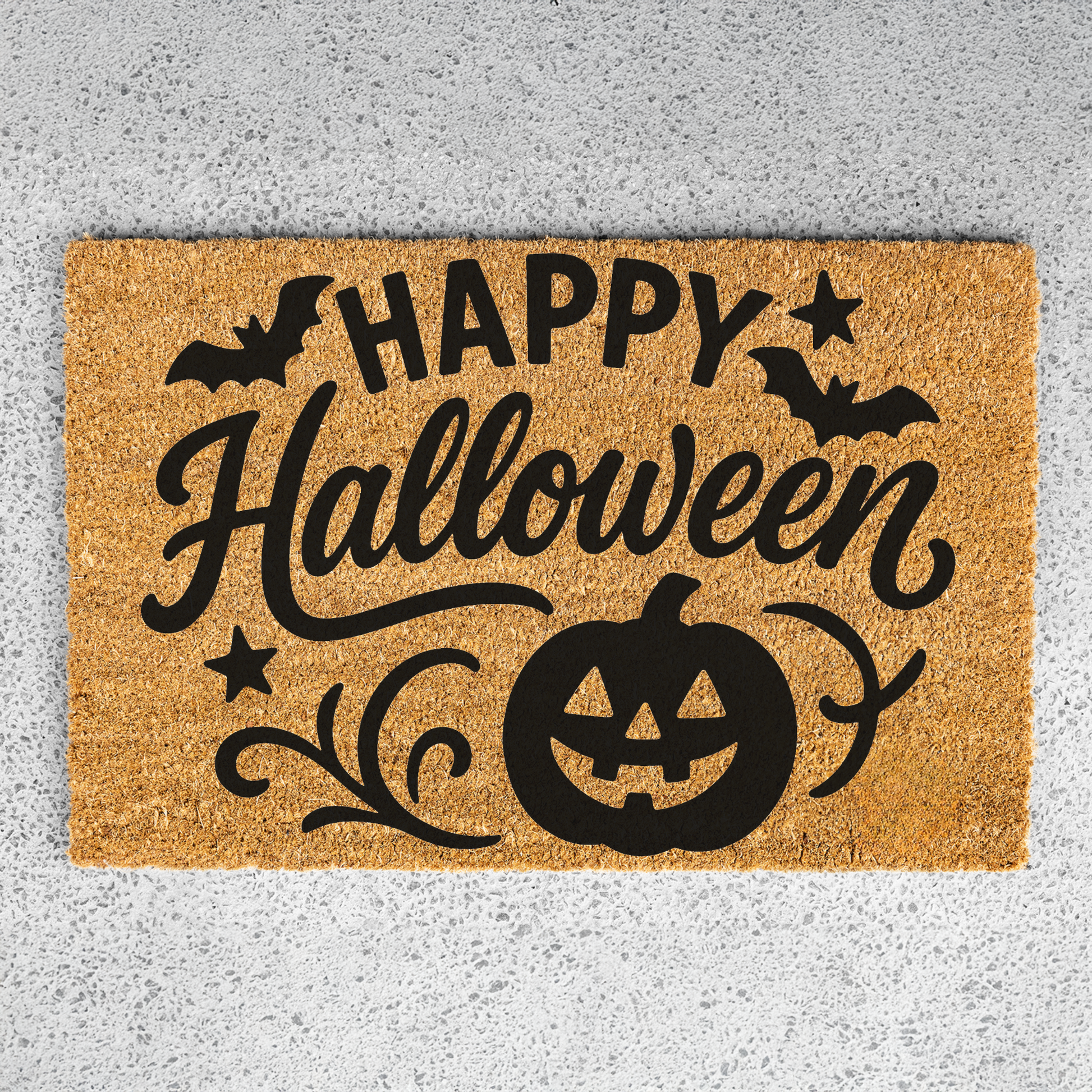 Happy Halloween Doormat | Halloween Welcome Mat | Pumpkin Front Door Decor | Spooky Fall Porch Decoration | Seasonal Entryway Rug