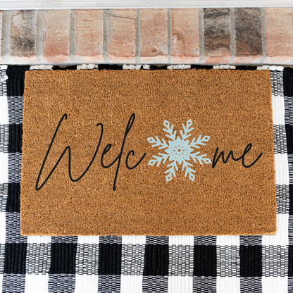 Welcome Winter Doormat, Snowflake Design, Durable Coir, Perfect Holiday Decor
