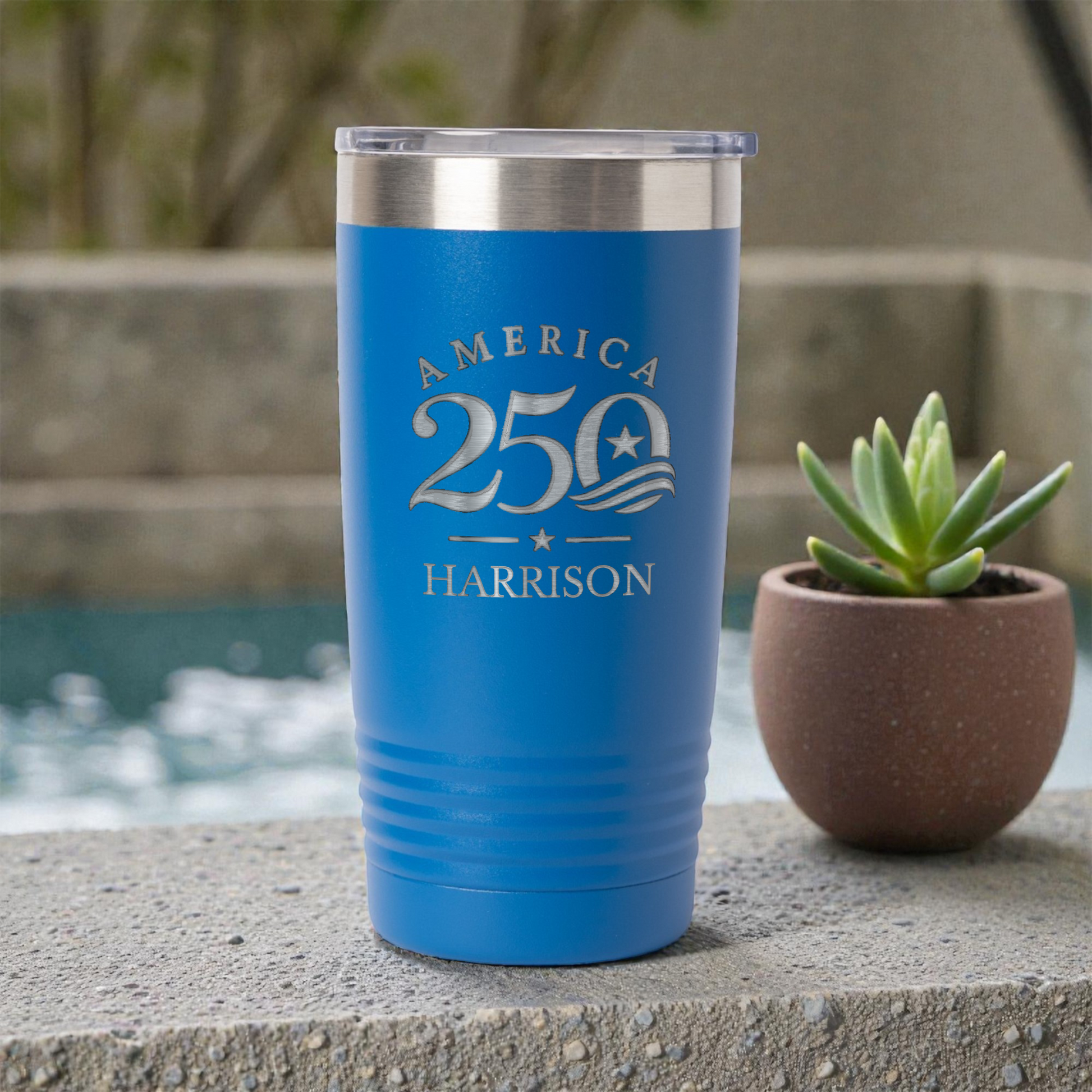 Custom America 250 20oz Stainless Steel Tumbler, Personalized Engraved America 250 4th of July Tumbler