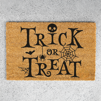 Trick or Treat Halloween Doormat | Spooky Welcome Mat | Halloween Front Door Decor | Fall Porch Decoration | Cute Halloween Entry Rug