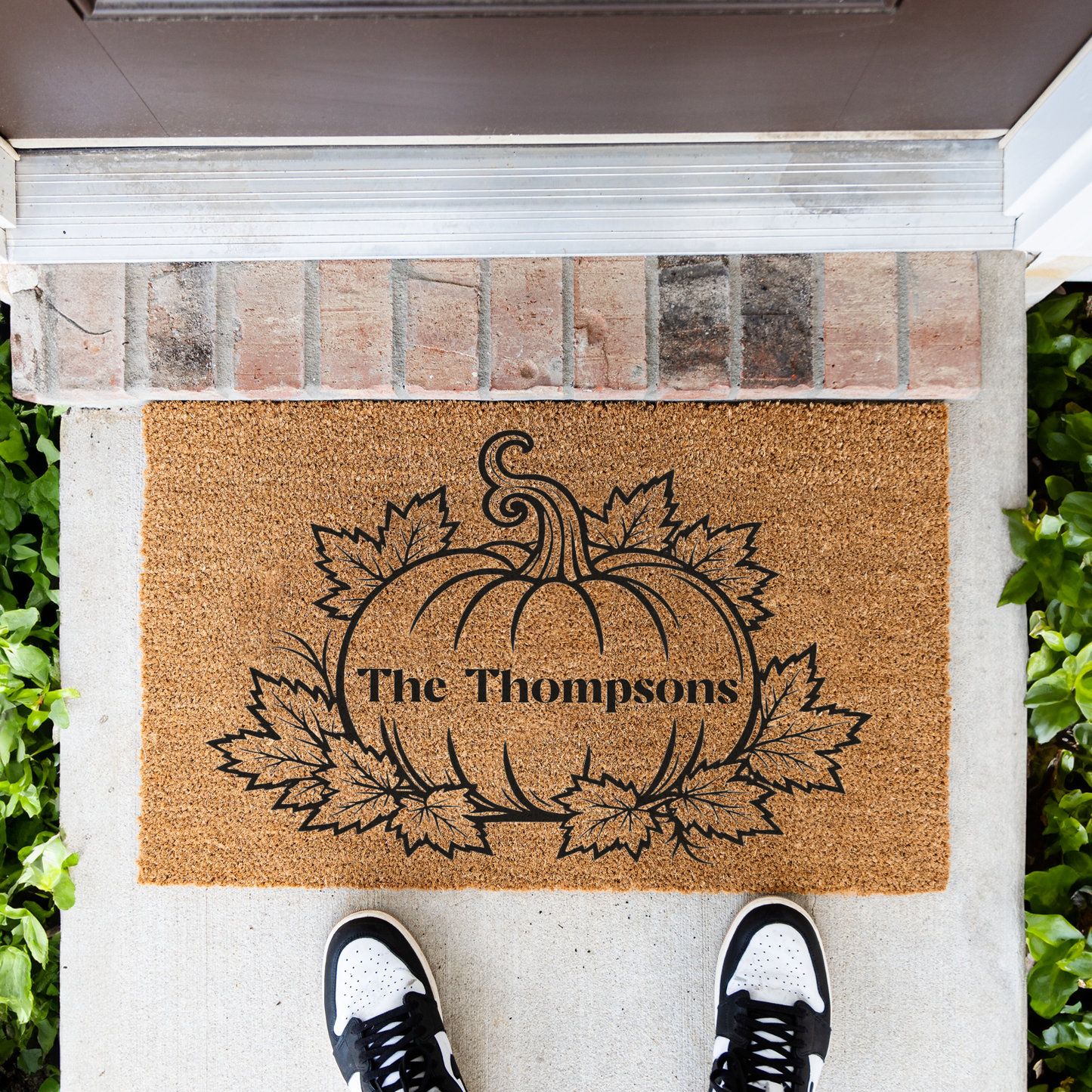 Personalized Pumpkin Doormat, Custom Family Name Fall Doormat, Autumn Welcome Mat, Thanksgiving Porch Decor, Housewarming Gift