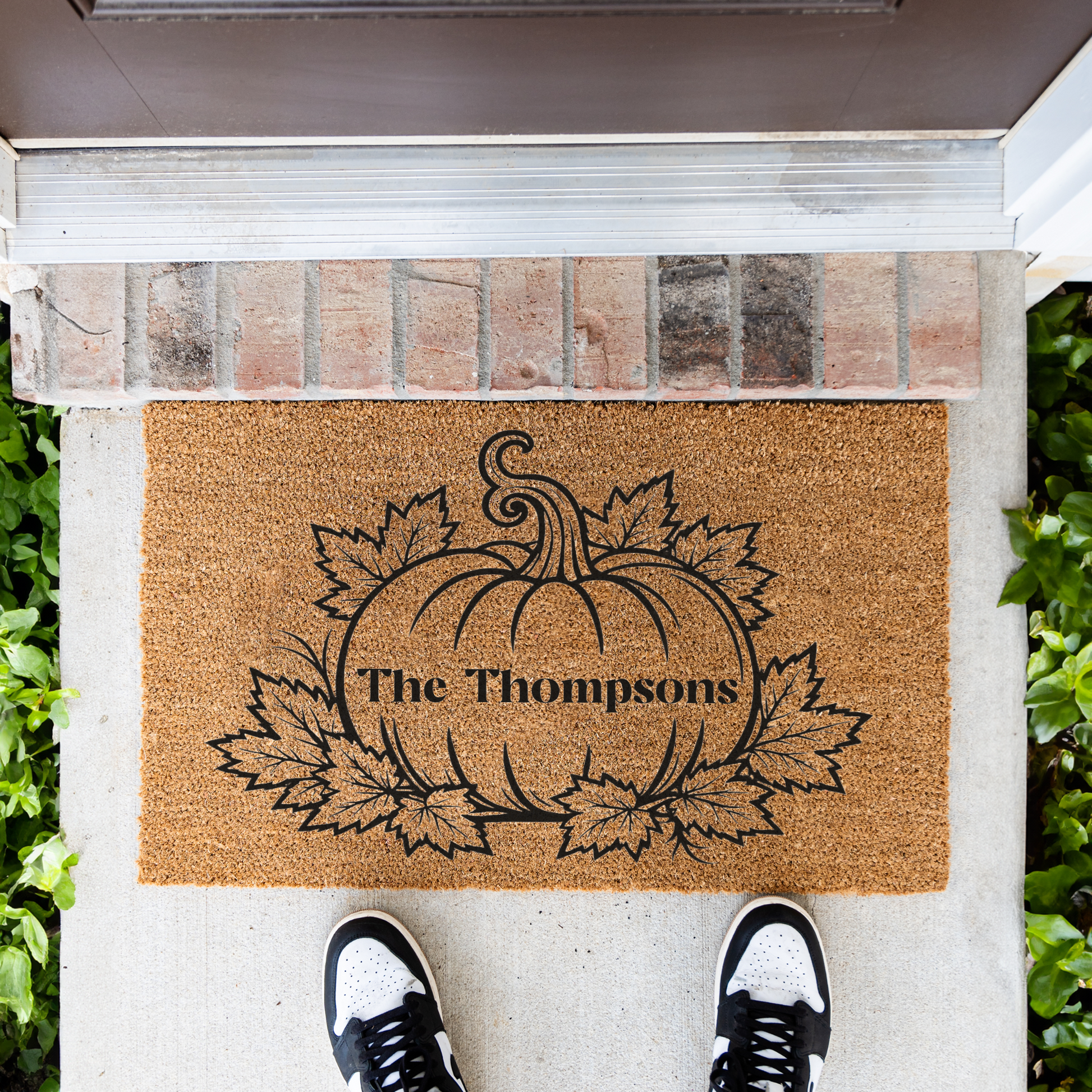 Personalized Pumpkin Doormat, Custom Family Name Fall Doormat, Autumn Welcome Mat, Thanksgiving Porch Decor, Housewarming Gift