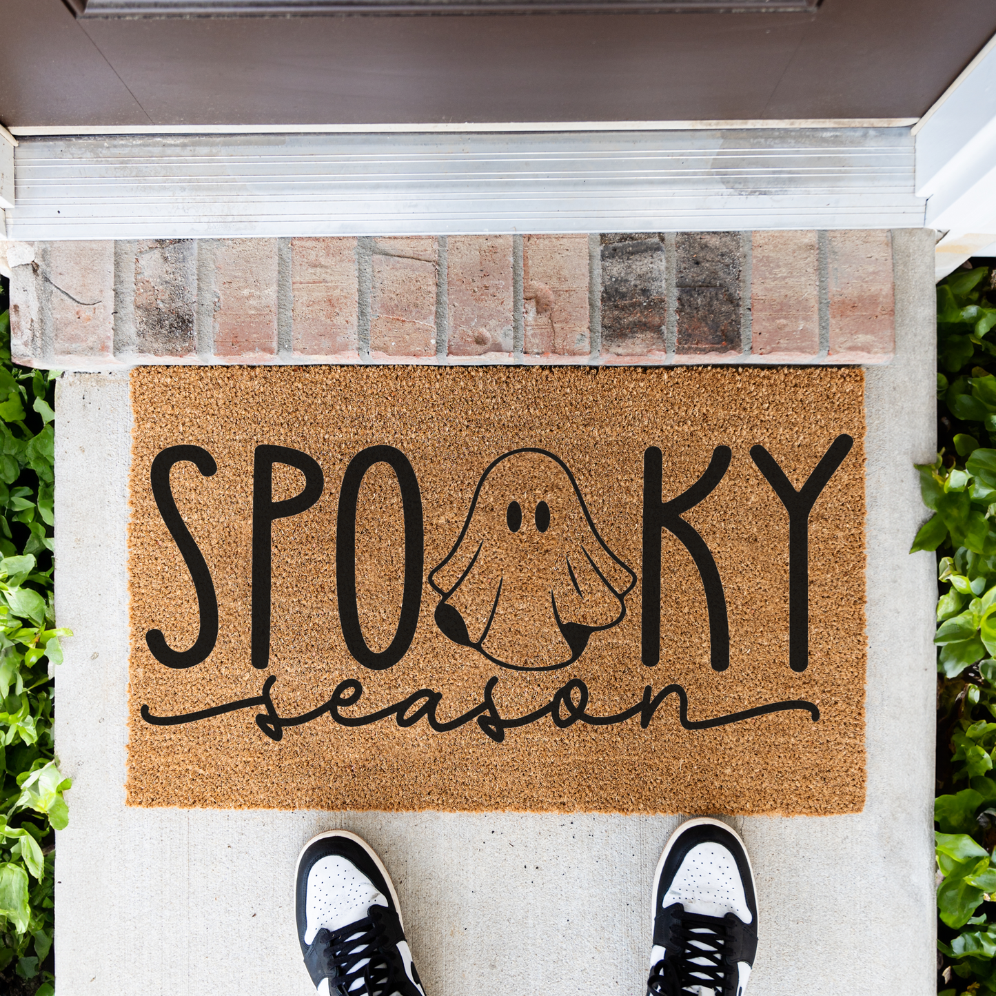 Spooky Season Halloween Doormat | Ghost Welcome Mat | Cute Halloween Front Door Decor | Fall Porch Decoration | Seasonal Entryway Rug