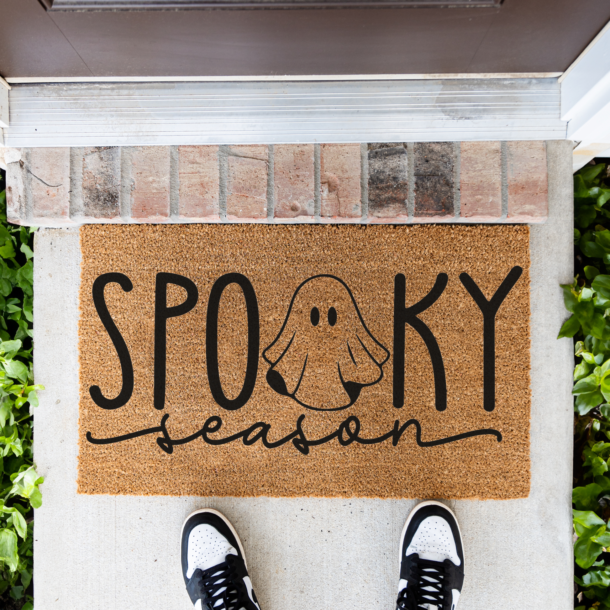 Spooky Season Halloween Doormat | Ghost Welcome Mat | Cute Halloween Front Door Decor | Fall Porch Decoration | Seasonal Entryway Rug