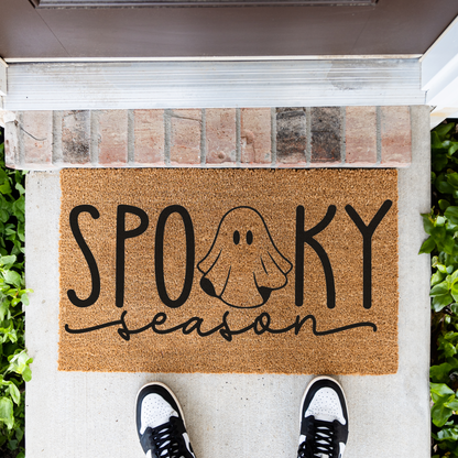 Spooky Season Halloween Doormat | Ghost Welcome Mat | Cute Halloween Front Door Decor | Fall Porch Decoration | Seasonal Entryway Rug