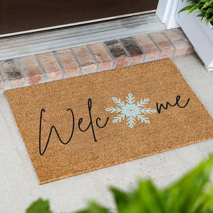 Welcome Winter Doormat, Snowflake Design, Durable Coir, Perfect Holiday Decor