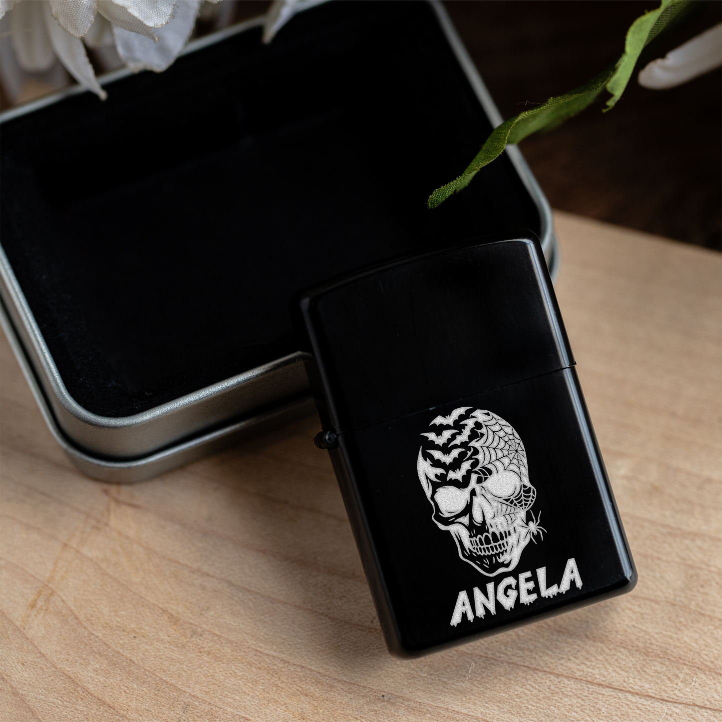 Personalized Halloween Skull Lighter | Custom Name Refillable Lighter | Gothic Skull Gift | Spooky Engraved Lighter | Halloween Pocket Lighter
