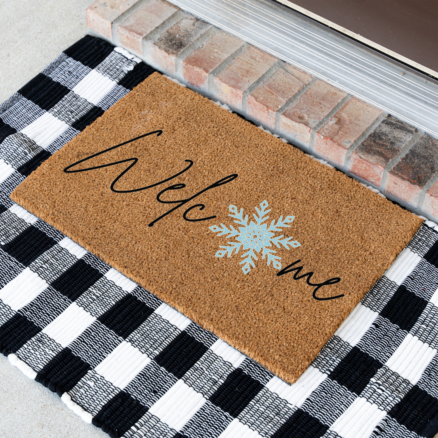 Welcome Winter Doormat, Snowflake Design, Durable Coir, Perfect Holiday Decor