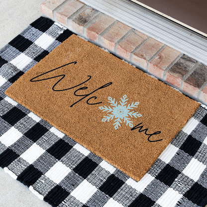 Welcome Winter Doormat, Snowflake Design, Durable Coir, Perfect Holiday Decor