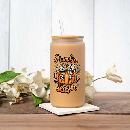 16oz Pumpkin Season Glass Coffee Can
