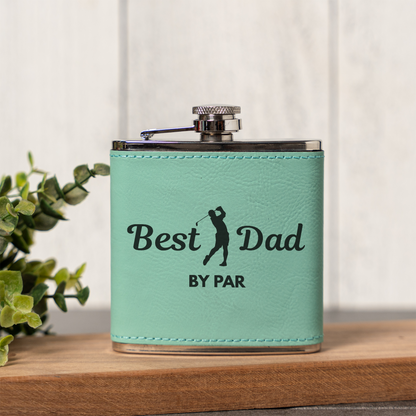 Best Dad by Par - 6oz Leather Wrapped Flask