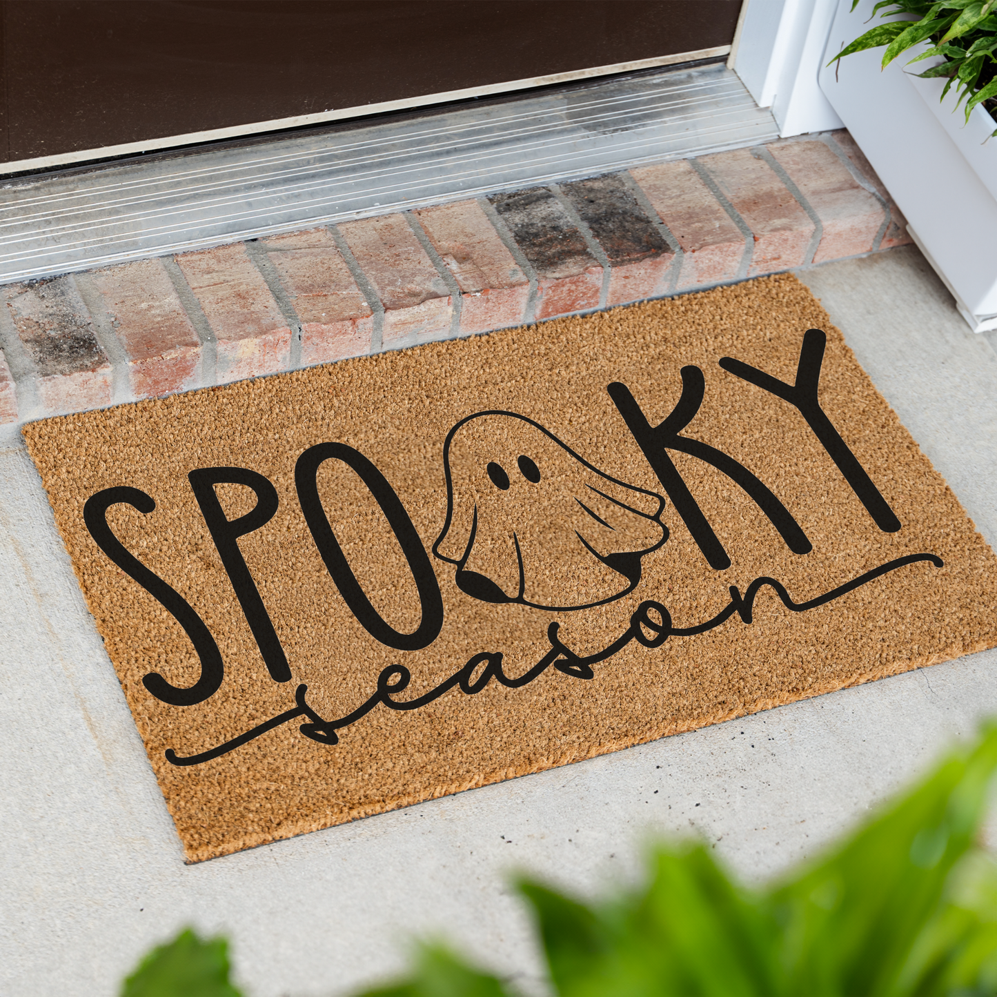 Spooky Season Halloween Doormat | Ghost Welcome Mat | Cute Halloween Front Door Decor | Fall Porch Decoration | Seasonal Entryway Rug