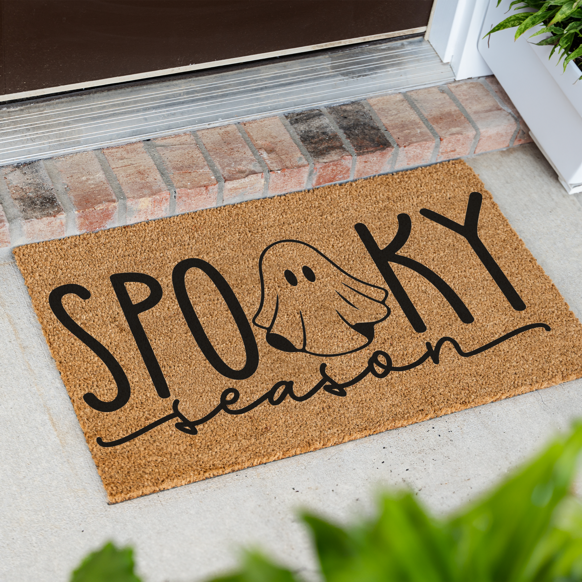 Spooky Season Halloween Doormat | Ghost Welcome Mat | Cute Halloween Front Door Decor | Fall Porch Decoration | Seasonal Entryway Rug