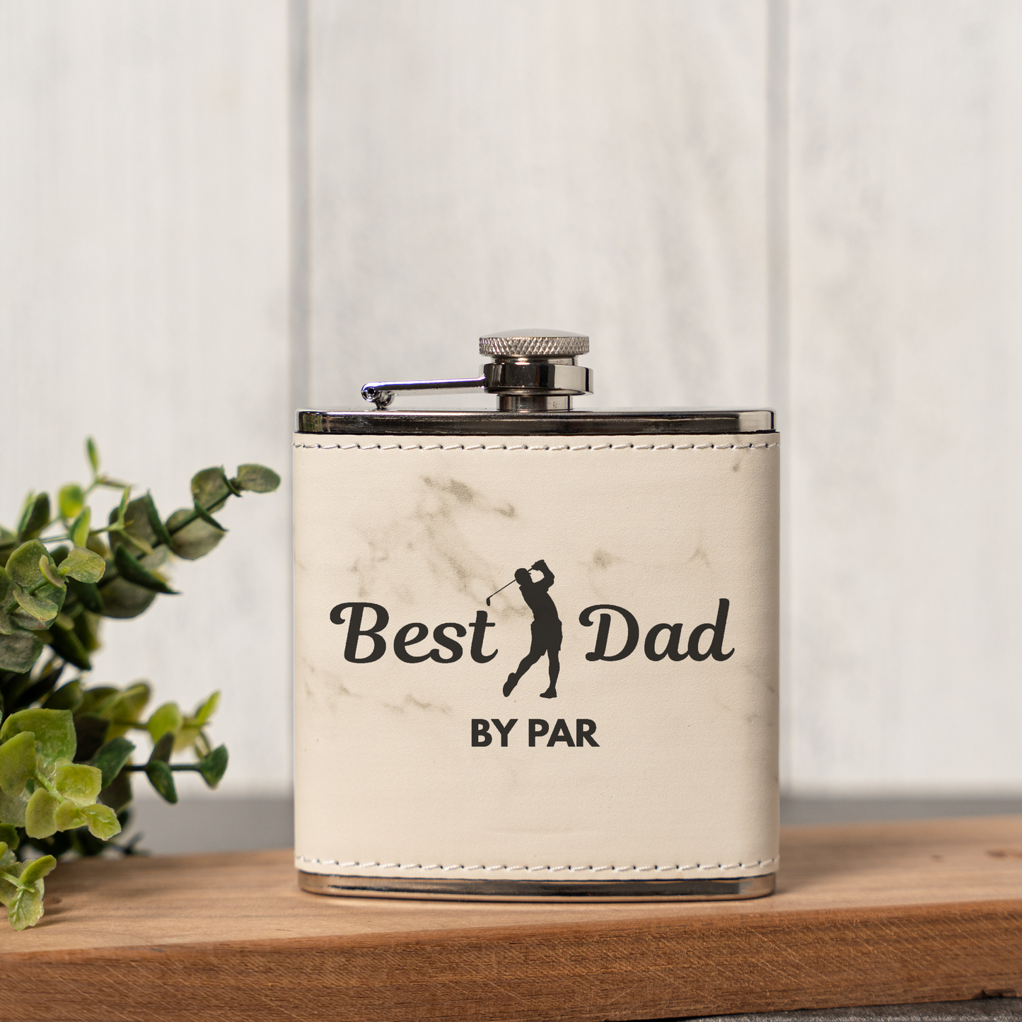Best Dad by Par - 6oz Leather Wrapped Flask