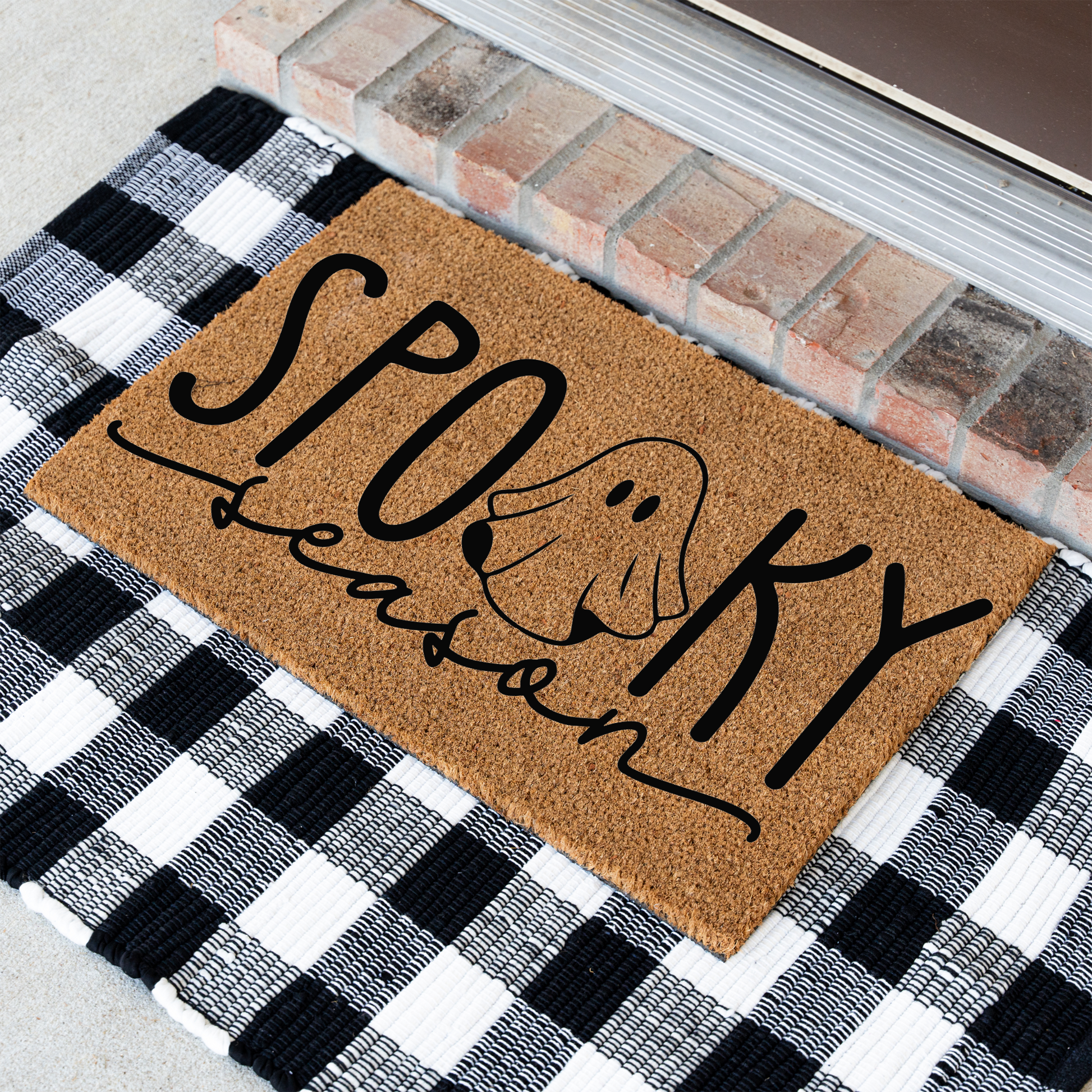 Spooky Season Halloween Doormat | Ghost Welcome Mat | Cute Halloween Front Door Decor | Fall Porch Decoration | Seasonal Entryway Rug