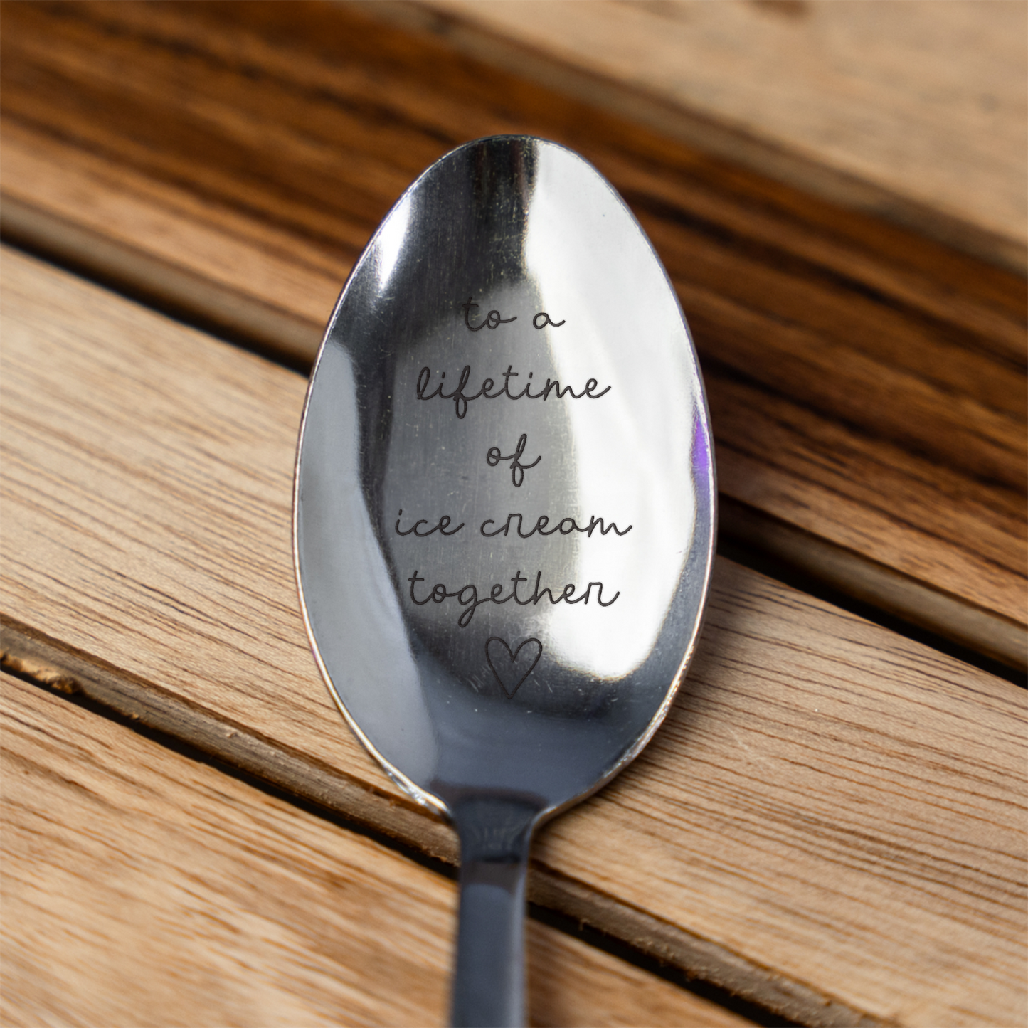 'To A Lifetime of Ice Cream Together' - Engraved Spoon