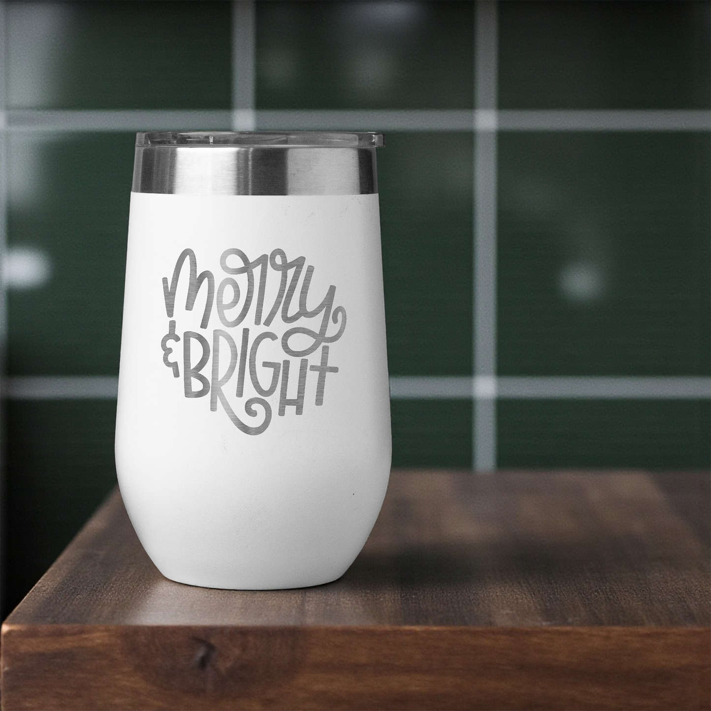 Merry & Bright - 16oz Stainless Steel Wine Tumbler