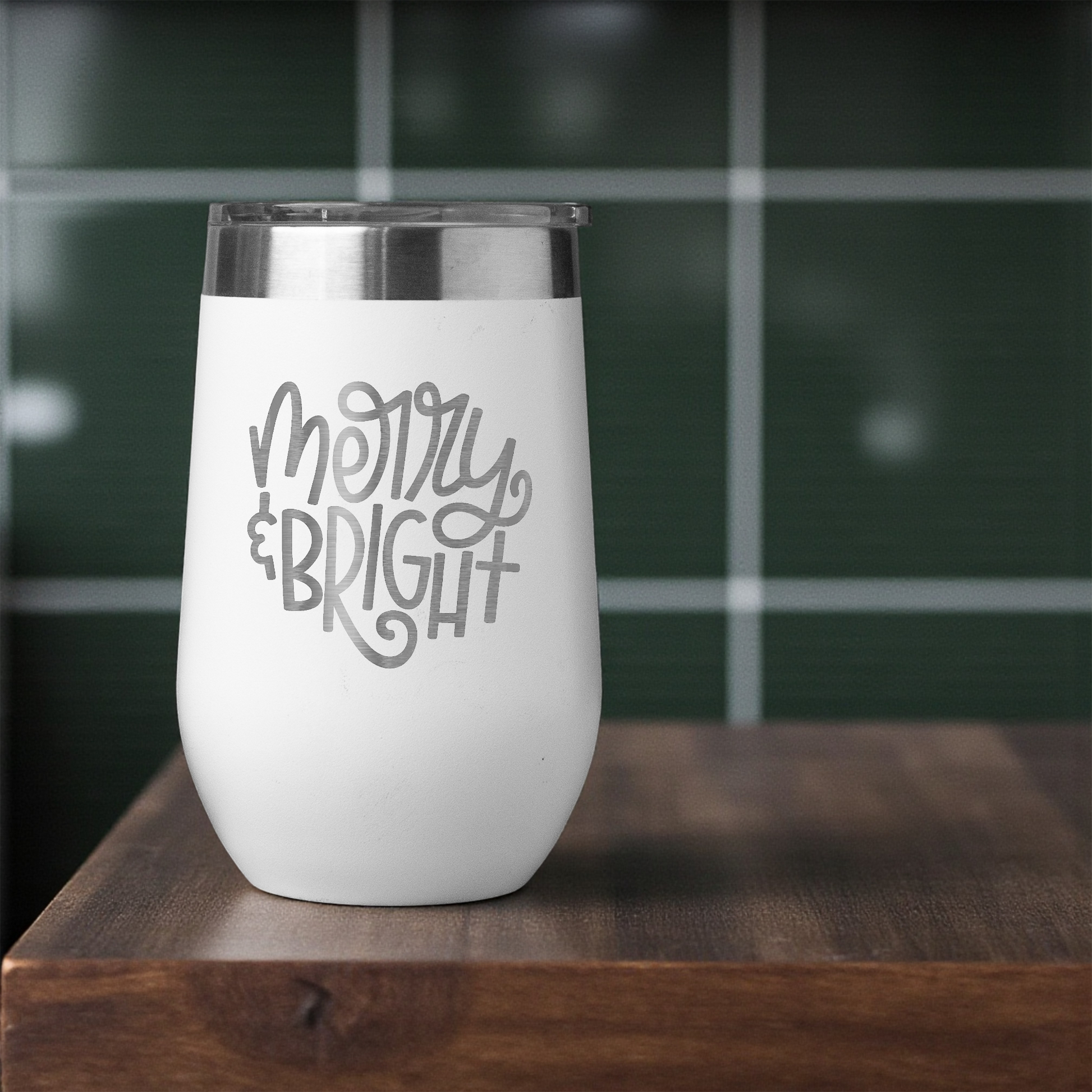 Merry & Bright - 16oz Stainless Steel Wine Tumbler
