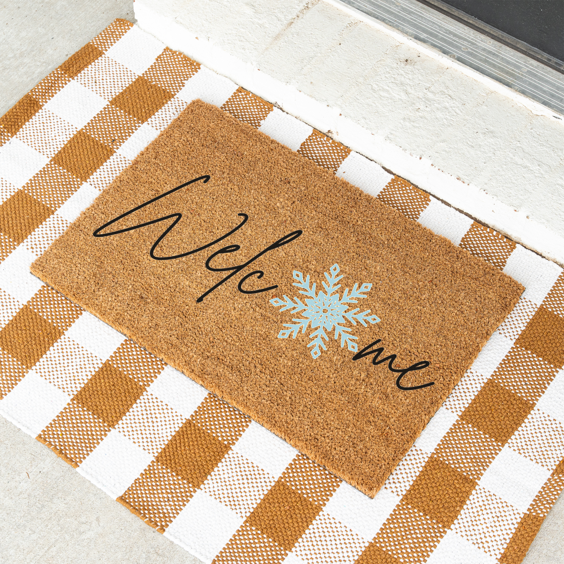 Welcome Winter Doormat, Snowflake Design, Durable Coir, Perfect Holiday Decor