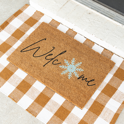 Welcome Winter Doormat, Snowflake Design, Durable Coir, Perfect Holiday Decor