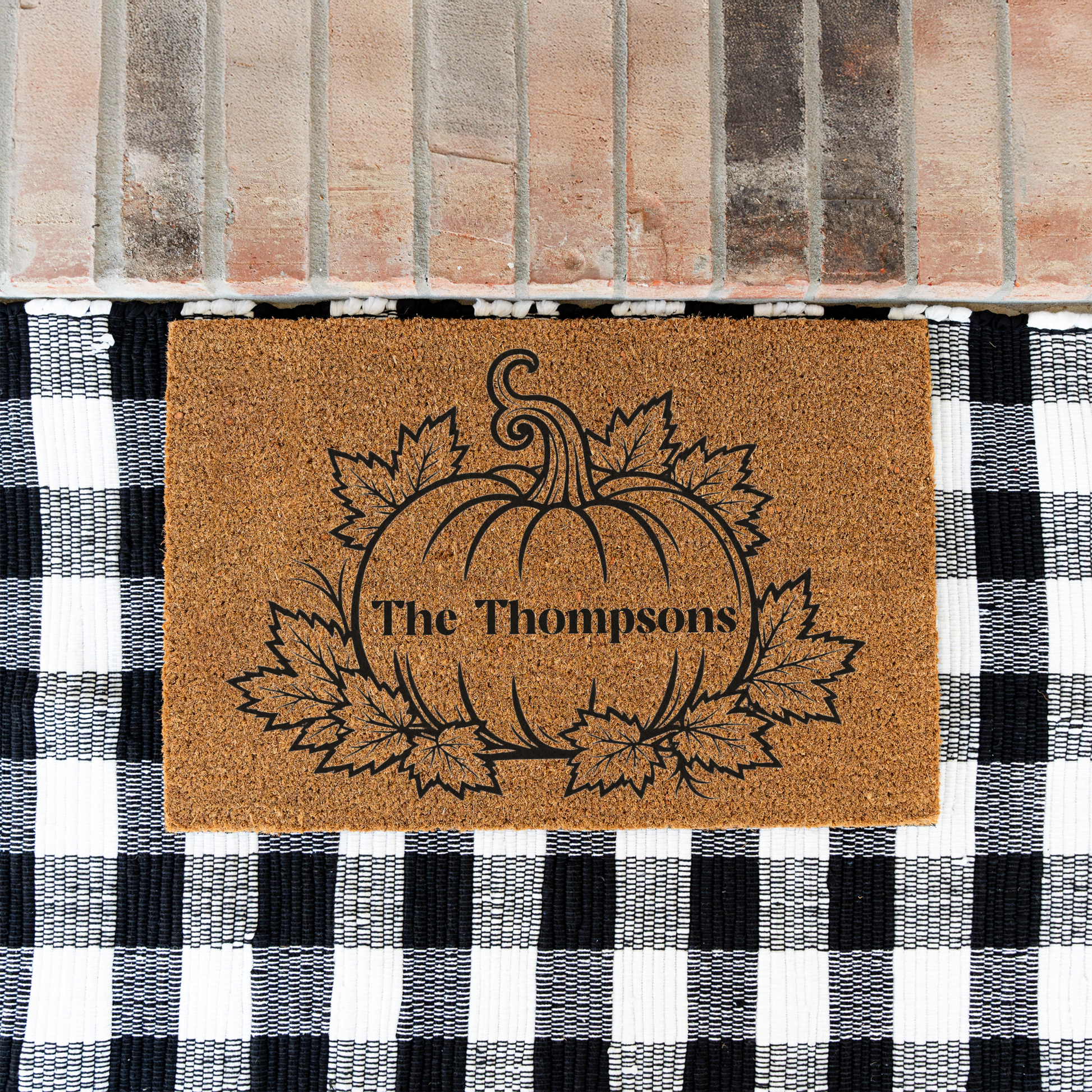 Personalized Pumpkin Doormat, Custom Family Name Fall Doormat, Autumn Welcome Mat, Thanksgiving Porch Decor, Housewarming Gift